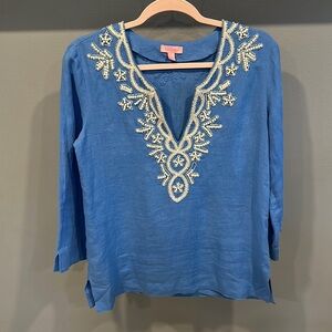 Lilly Pulitzer Amelia Island Tunic Top Lapis Blue Small